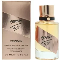 Sarah Jessica Parker Stash Unspoken Eau De Parfum 30ml, gold cap, clear bottle, beige box with black text.
