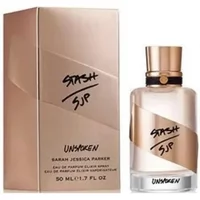 Sarah Jessica Parker Stash Unspoken Eau De Parfum 50ml, gold bottle with black text and matching gold box.