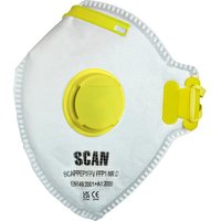 Fold flat valved disposable mask FFP1 with yellow valve and straps, white material, pack of 10 by Scan.