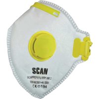 White Scan FFP1 fold flat mask with yellow valve and adjustable straps