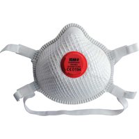 White Scan FFP3 moulded valved mesh mask with red valve and adjustable straps