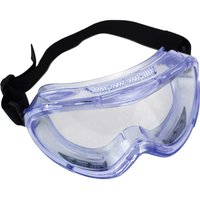 Clear Scan Moulded Valved Safety Goggles with black adjustable strap and transparent vented frame.