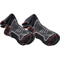 Gray and black Scan work socks with red accents, reinforced heel and toe, twin pack.