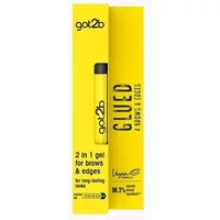 Yellow Schwarzkopf 2 In 1 Gel for Brows & Edges, 16ml tube with black text and vegan formula label.