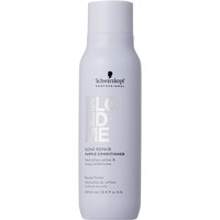 Schwarzkopf BlondMe Bond Repair Purple Conditioner in a sleek lavender bottle, 250ml size.