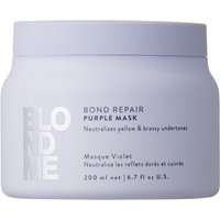 Schwarzkopf BlondMe Bond Repair Purple Mask, 200ml, lavender jar with white text and bold branding.