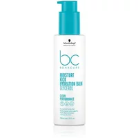 White bottle of Schwarzkopf Bonacure Moisture Kick Hydration Balm with blue pump and text.