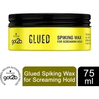 Yellow Schwarzkopf Glued Spiking Wax jar with black lid, 75ml, labeled for screaming hold styling.