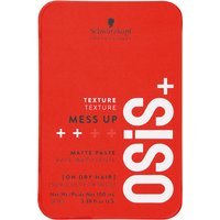 Red rectangular tin of Schwarzkopf OSIS+ Mess Up Matte Paste, white text, 100ml for hair styling.