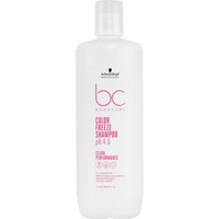 White Schwarzkopf BC Bonacure Color Freeze Conditioner bottle with pink text and flip-top cap, 1000ml size.