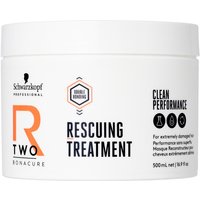 White jar of Schwarzkopf BC Bonacure R-TWO Rescuing Treatment with bold black text and orange accents, 500ml.