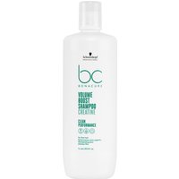 White Schwarzkopf BC Bonacure Volume Boost Shampoo bottle, 1000ml, with teal text and black logo.