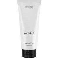 White tube of Scottish Fine Soaps Au Lait Body Wash, 200ml, with black text and minimalist design.