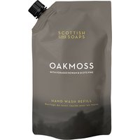 Scottish Fine Soaps Oakmoss Hand Wash Refill, 1.2ltr brown pouch with black cap and white text.