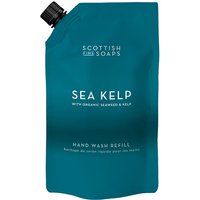 Teal pouch of Scottish Fine Soaps Sea Kelp Hand Wash Refill, black cap, white text detailing product name and description.