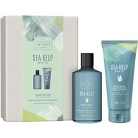 Scottish Fine Soaps Sea Kelp Marine Spa gift set with blue bottle and tube, in a green and white box.