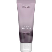 Purple tube of Scottish Fine Soaps Wild Heather Body Cream, 75ml, with white cap and elegant text design.