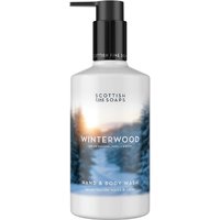 Scottish Fine Soaps Winterwood Hand & Body Wash, 300ml, white bottle with pump, winter forest design.