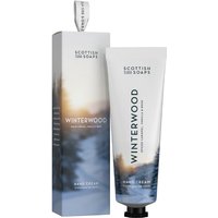 Scottish Fine Soaps Winterwood Hand Cream 75ml, white tube with black cap, winter forest design box.