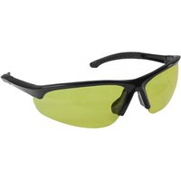Sealey Zante amber lens safety glasses with black flexi arms and wraparound design.