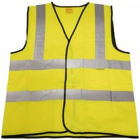 Yellow Sealey hi-vis waistcoat with silver reflective stripes and black trim, size X-Large.