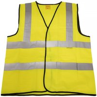 Yellow Sealey hi-vis waistcoat with silver reflective stripes, black trim, size XX-Large.