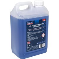 Sealey Carpet/Upholstery Detergent, blue liquid in 2.5L translucent jug with white cap and label.