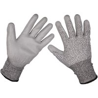 Gray Sealey Cut Level C Anti Cut Gloves with textured palms and elastic cuffs.