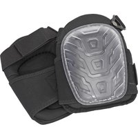 Black Sealey hard shell gel knee pads with clear textured protective cap and adjustable straps.