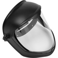 Black Sealey Worksafe Deluxe Face Shield with clear visor and adjustable headband.