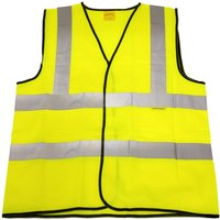 Yellow Sealey WorkSafe hi-vis waistcoat with silver reflective stripes and black trim.