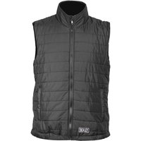 Black Sealey heated puffy gilet with quilted design, zip closure, and high collar.
