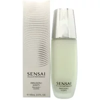 Sensai Cellular Performance Emulsion I Light 100ml, sleek white bottle with silver cap, next to matching box.