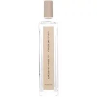 Clear glass bottle of Serge Lutens Parole D'Eau Eau De Parfum, beige label, and matching beige cap, 100ml.