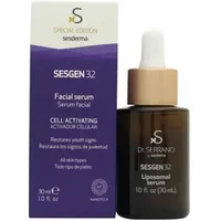 Brown bottle with dropper, Sesderma Activadora Cellular Serum 30ml, next to purple and white box packaging.