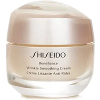 Shiseido Benefiance Wrinkle Smoothing Cream 50ml in a round, beige and clear jar with a metallic finish lid.