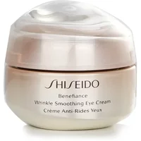 Shiseido Benefiance Wrinkle Smoothing Eye Cream in a round, beige jar with a shiny, dome-shaped lid, 15ml size.