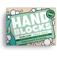 Shower Blocks Hand Blocks Soap Bar, Cedarwood & Eucalyptus, in green packaging with bubble design.