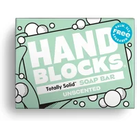 Mint green Shower Blocks Hand Blocks soap bar packaging with white text and bubble design.