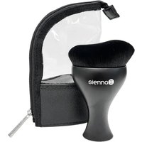 Black Sienna X Tan Body Brush with ergonomic handle and dense bristles, accompanied by a black zippered carrying case.