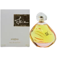 Sisley Izia Eau De Parfum 100ml, teardrop-shaped bottle with gold accents, next to white box with gold label.