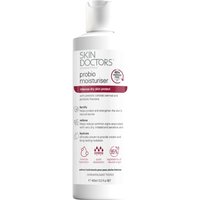 White Skin Doctors Probio Moisturiser bottle, 400ml, with maroon label accents and pump dispenser.
