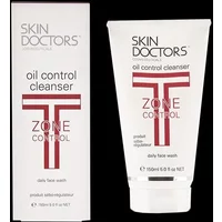 Skin Doctors T-Zone Control Cleanser 150ml tube with red text and white packaging, next to matching box.