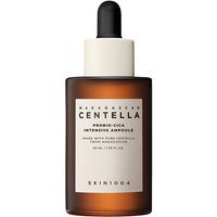 Brown glass bottle with black dropper, labeled "Skin1004 Probio-Cica Intensive Ampoule" for dry, dehydrated skin.