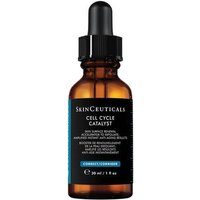 Brown glass bottle with black dropper cap, labeled "SkinCeuticals Cell Cycle Catalyst" in white text on black label.