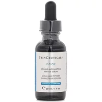 SkinCeuticals P Tiox serum in a clear glass bottle with black dropper and white label detailing product information.