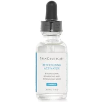Clear glass dropper bottle with black cap, labeled "SkinCeuticals Retexturing Activator 30ml" in blue and black text.