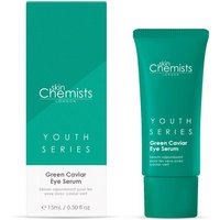 Green tube of skinChemists Green Caviar Eye Serum 15ml with matching box, part of Youth Series.