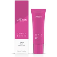 Pink tube of skinChemists Retinol Bakuchiol Mask 50ml with matching box, labeled "Youth Series."