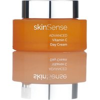 Orange jar of skinSense Advanced Vitamin C Day Cream with silver lid, 50ml size.